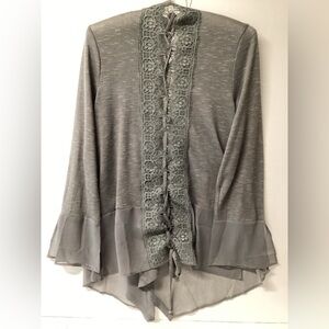 August Silk Gray Lace Trim Top